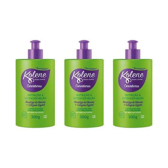 Imagem de Creme Para Pentear Kolene 300G Curvaturas - Kit Com 3Un
