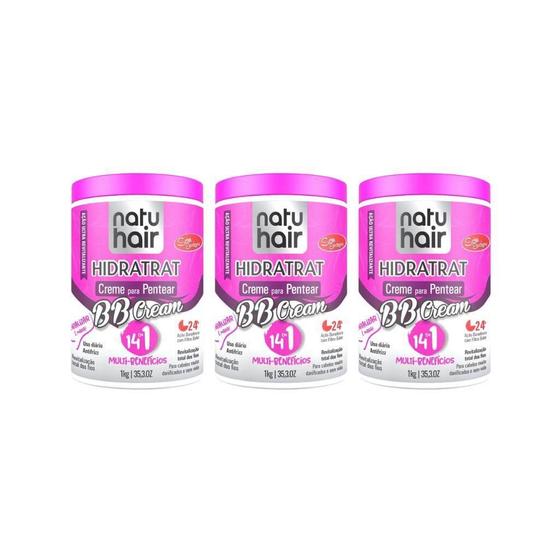 Imagem de Creme Para Pentear Natuhair 1K Bb Cream - Kit Com 3Un