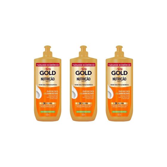 Imagem de Creme Para Pentear Niely Gold 500ml Nutriçao-Kit C/3un