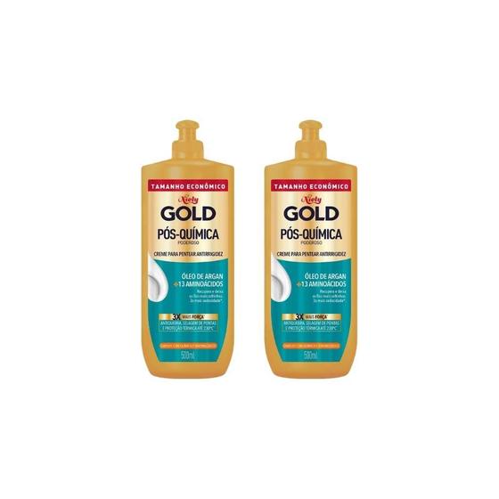 Imagem de Creme Para Pentear Niely Gold 500Ml Pos-Quimica-Kit C/2Un