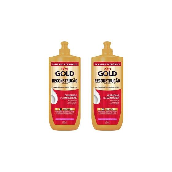 Imagem de Creme Para Pentear Niely Gold 500Ml Reconstruçao-Kit C/2Un