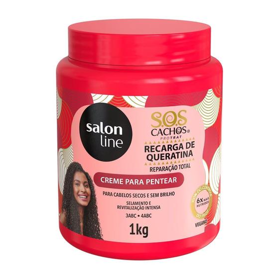 Imagem de Creme Para Pentear S.O.S Cachos Recarga de Queratina 1kg - Salon Line