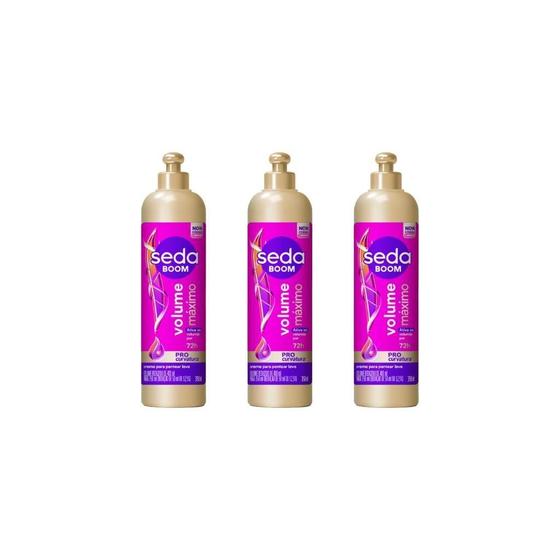 Imagem de Creme Para Pentear Seda 350Ml Boom Volume Maximo-Kit C/3Un