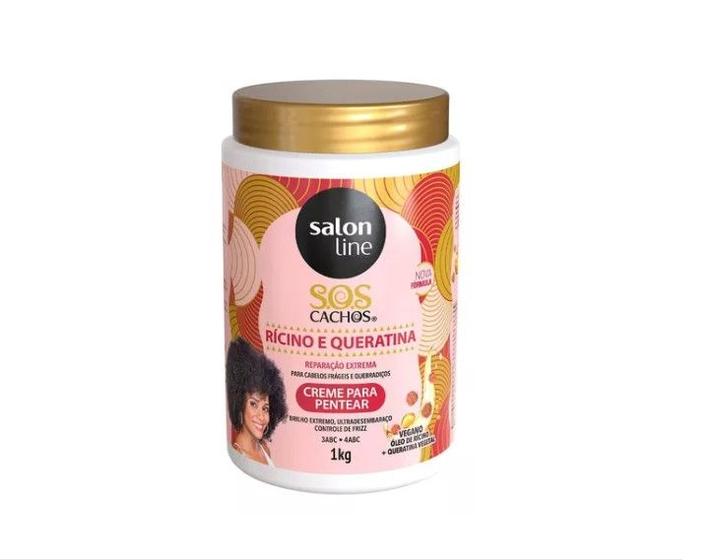 Imagem de Creme para Pentear SOS Cachos Rícino e Queratina Da Salon Line 1kg