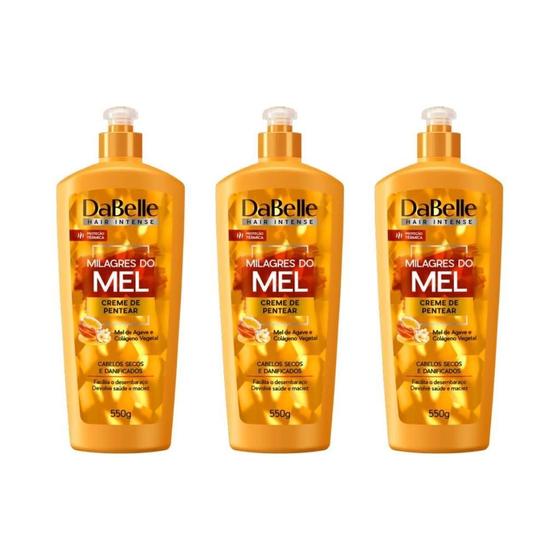 Imagem de Creme Pentear Dabelle 550G Milagres Do Mel - Kit Com 3Un