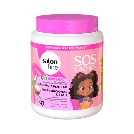 Imagem de Creme Pentear Kids Multifuncional 5 em 1 Sos Cachos Salon Line 1kg