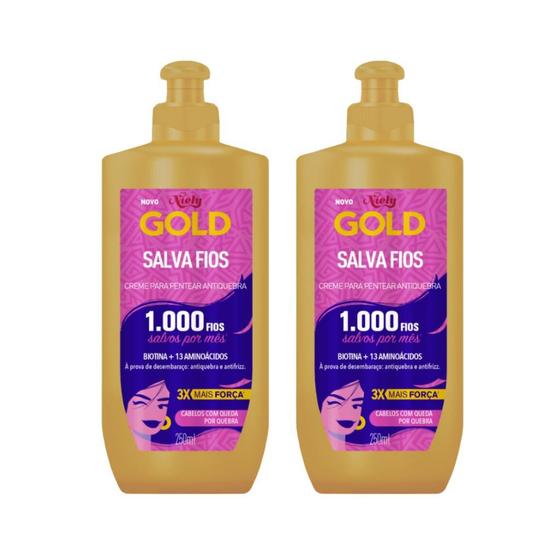 Imagem de Creme Pentear Niely Gold Salva Fios 250ml - Kit C/ 2un