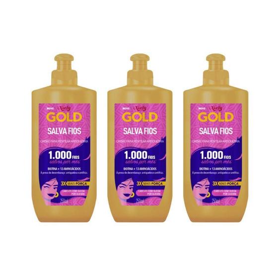 Imagem de Creme Pentear Niely Gold Salva Fios 250Ml - Kit Com 3Un