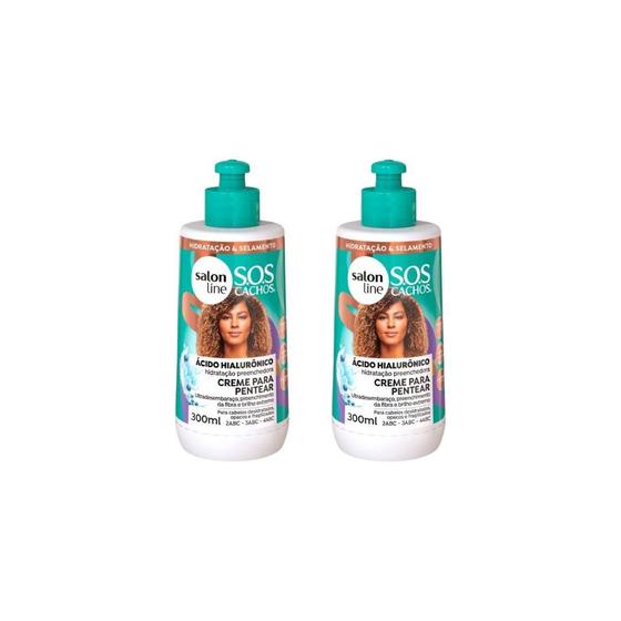 Imagem de Creme Pentear Salon Line 300Ml Sos Cachos Hialurônico - 2Un