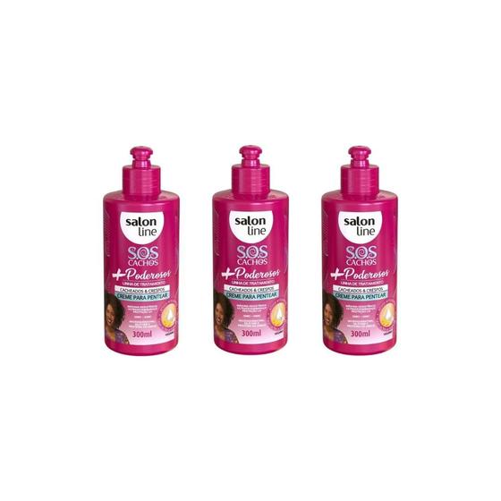 Imagem de Creme Pentear Salon Line 300Ml Sos Cachos Poder Crespos- 3Un
