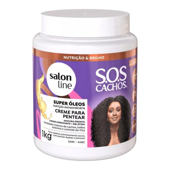 Imagem de Creme Pentear Super Óleos Sos Cachos Hidrata Salon Line1kg