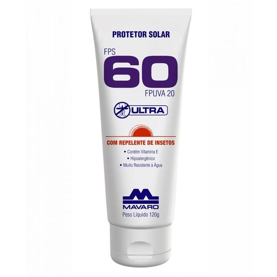 Imagem de Creme Protetor Solar Fator Fps 60 Com Repelente 120g Mavaro