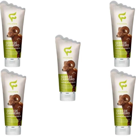 Imagem de Creme Relaxante Fashion Sebo de Carneiro Bisnaga 200ml Kit 5 Unidades