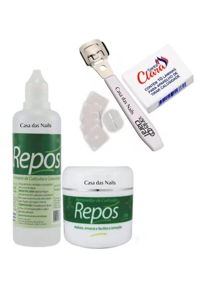 Imagem de Creme removedor de cuticulas 120g +  Amaciante de Cutículas 150ml + Suporte Tira Calos + 1cx Lâminas