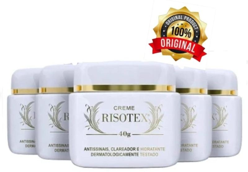 Imagem de Creme Risotex Antissinais , Clareador e Hidratante Original 40g Kit C/5 Unidades