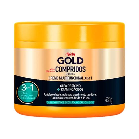 Imagem de Creme Tratamento Capilar Niely Gold Compridos + Fortes Hidratação Profunda 430g