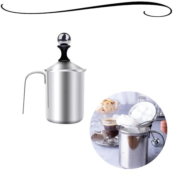 Imagem de Cremeira Espumadeira Manual em Aço Inox Aerador de Leite Cappuccino Multiuso mimo7766 - Cremeira Manual Aço Inox