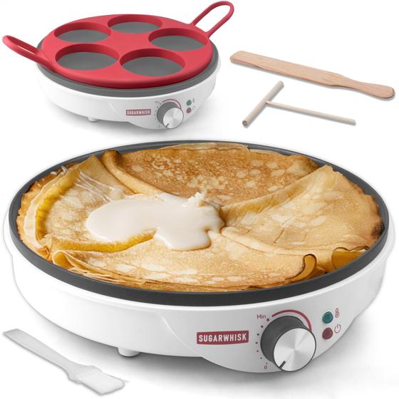 Imagem de Crepe Maker Electric SugarWhisk 30 cm com moldes de silicone de 5 x 10 cm