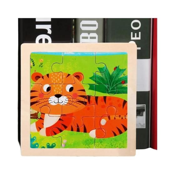Imagem de Crianças 11X11CM Madeira Dos Desenhos Animados Animal Tráfego Tangram Quebra-cabeça Educacional