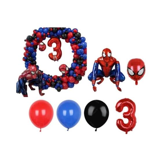 Imagem de Crianças Spiderman Marvel 3D Foil Balões Guirlanda Arco Kit Vermelho Azul Decorações De Festa Idades