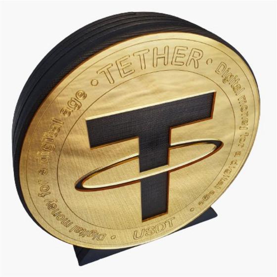 Imagem de Criptomoeda 3D Tether(USDT) Decorativa 16CM