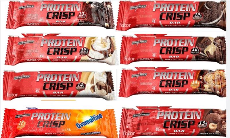 Imagem de Crisp Bar Protein Sabores Diversos de 45g Kit com 08 unidades Integralmedica