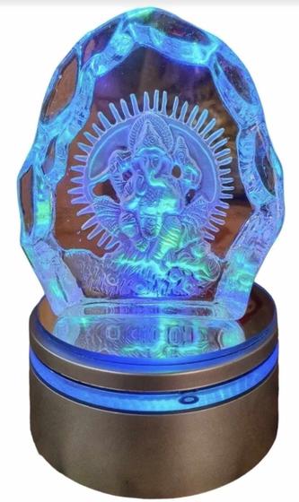 Imagem de Cristal Lapidado Ganesha Com Base Cores Enfeite