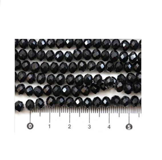 Imagem de CRISTAL VIDRO 6mm - Fio c/ 89 UNID- R 7,92 COR PRETO PARA PULSEIRAS, COLARES, GUIAS, BIJUTERIAS.