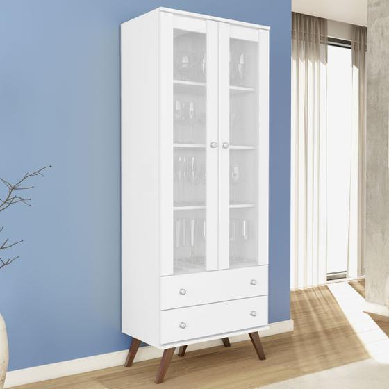 Cristaleira 2 Gavetas E 2 Portas Retrô Esm 217 Branco - Movel Bento Menor preço em Cristaleira 2 Gavetas E 2 Portas Retrô Esm 217 Branco - Movel Bento