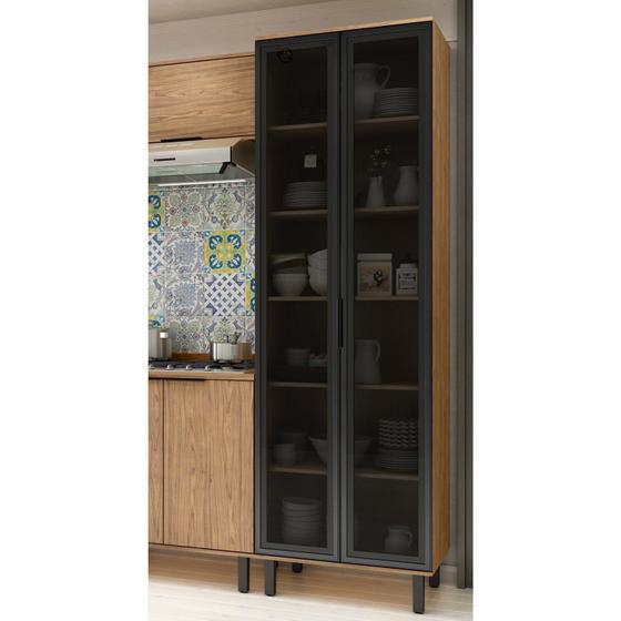 Cristaleira 2 Portas com Vidro Toscana Espresso Móveis Imagem de Cristaleira 2 Portas com Vidro Toscana Espresso Móveis