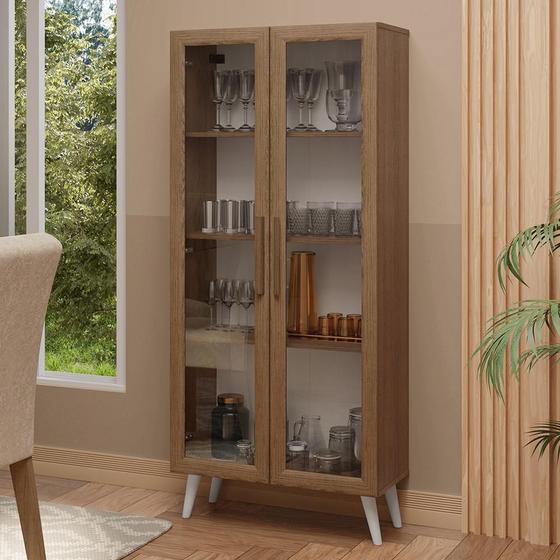 Imagem de Cristaleira 70 cm 2 Portas de Vidro com Pés Cônicos Madesa Rustic