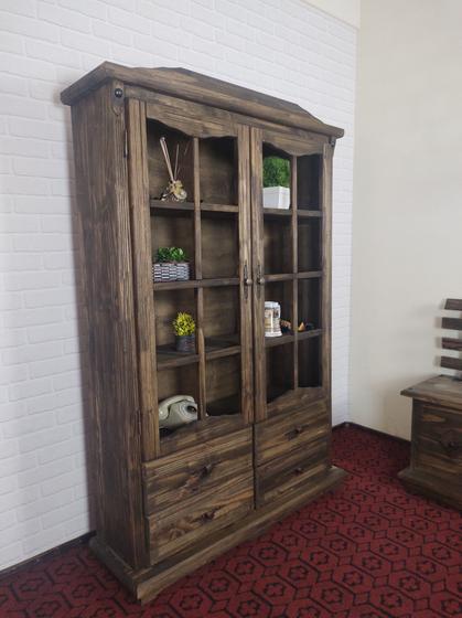 Cristaleira De Madeira Rustic Adelin C22 Menor preço em Cristaleira De Madeira Rustic Adelin C22