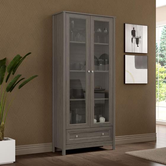 Imagem de Cristaleira Ditália 2 Portas Vidro 1 Gaveta E-955 Slate Grey