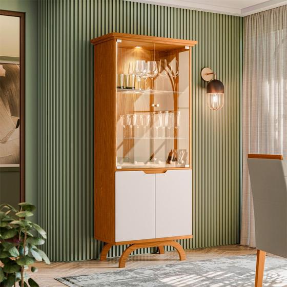 Cristaleira para Sala de Jantar 4 Portas Vicenza Ype/Off White - New Ceval Menor preço em Cristaleira para Sala de Jantar 4 Portas Vicenza Ype/Off White - New Ceval