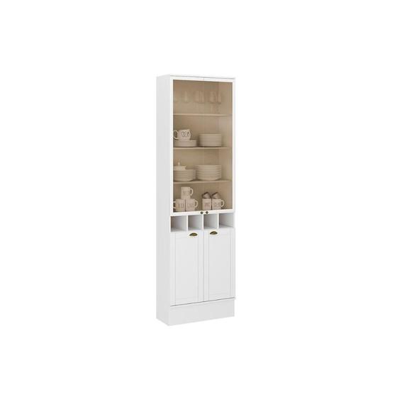 Imagem de Cristaleira Sala Jantar Bella 2615 c/ 4 Portas 2 de Vidro 70cm Branco - Carraro