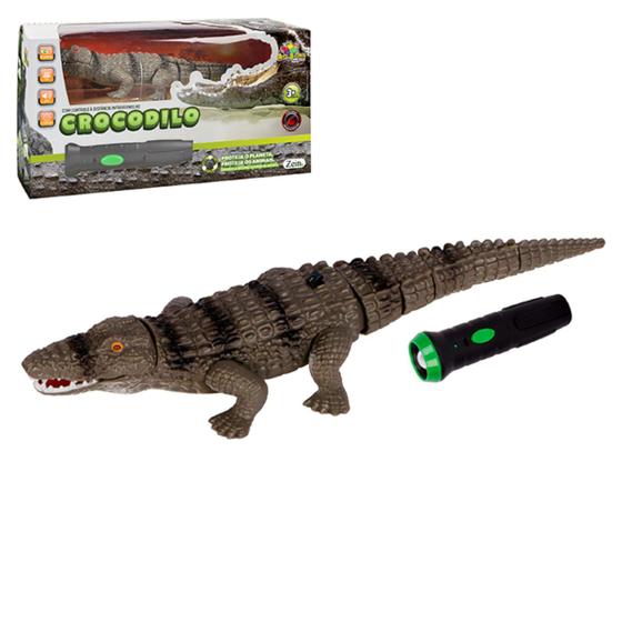 Imagem de Crocodilo Articulado com Luz e Som Lanterna de Cotrole Infra