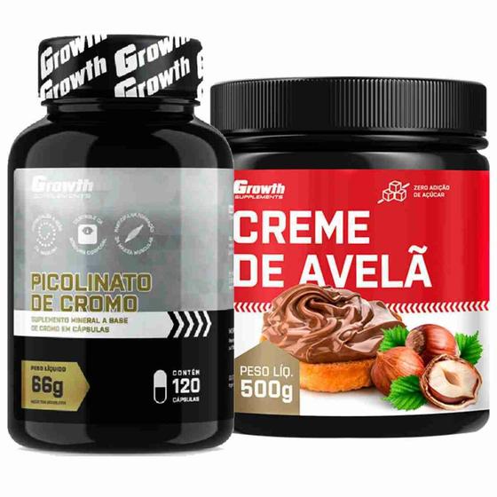 Imagem de Cromo Picolinato 120 Caps + Creme Avelã Fit 500g Growth