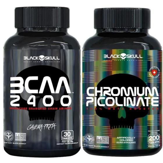 Imagem de Cromo Picolinato 200 Caps + Bcaa 30 Caps Black Skull