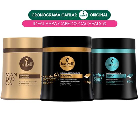 Imagem de Cronograma Capilar Haskell Cabelos Enrolados com Cachos 500g (mand/cav/cachos)