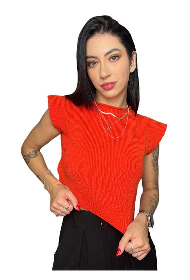 Imagem de Cropped Blusa Feminina Tricot Modal Regata Sem Manga