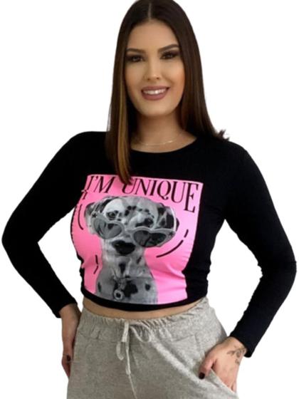 Imagem de Cropped Blusa Manga Longa Roupas Feminina Inverno Unique