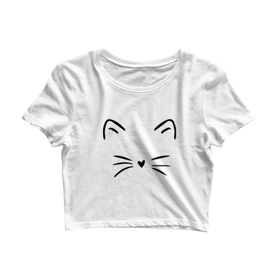 Imagem de Cropped Camiseta  Feminino  Gatinho  Fofo Love Meow. JDK444