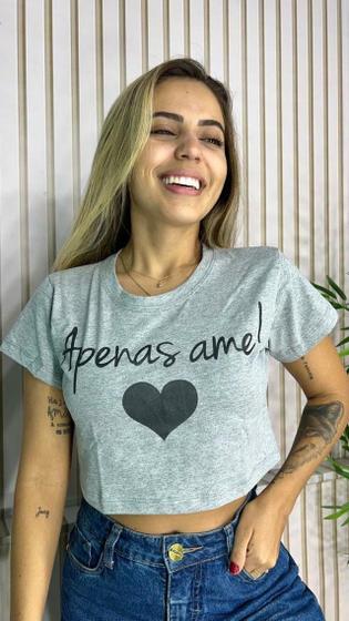 Imagem de Cropped Cinza Apenas Ame Tecido 100% Algodão / Fio 30.1 Penteado