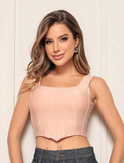 Imagem de Cropped corset bico v corselete com bojo