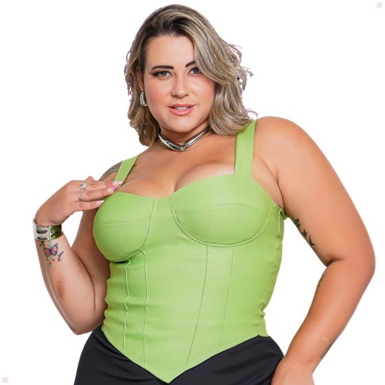 Imagem de Cropped Corset de Alça Corpete Modelador Com Decote Meia Taça Plus Size