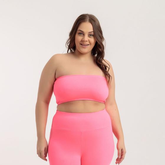 Imagem de Cropped De Faixa Top Moda Plus Size Básico Feminino Suplex