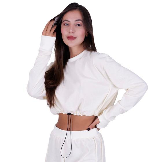 Imagem de Cropped de Moletom Feminino Inverno Manga Longa - LOUISE