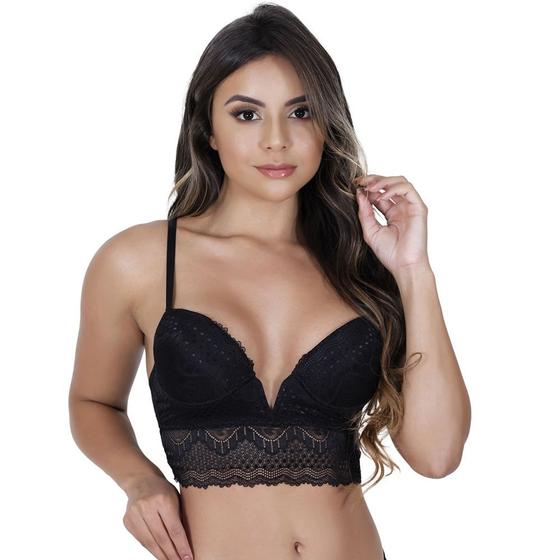 Imagem de Cropped de Renda e Bojo Decote V Lingerie Blogueira Moda de Baixo - VF53