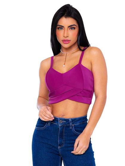 Imagem de Cropped Feminino Alcinha Neoprene Transpassado Cruzado Verão