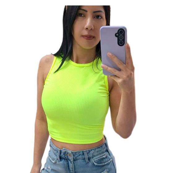 Imagem de Cropped Feminino Canelado Regatinha Básica Verão